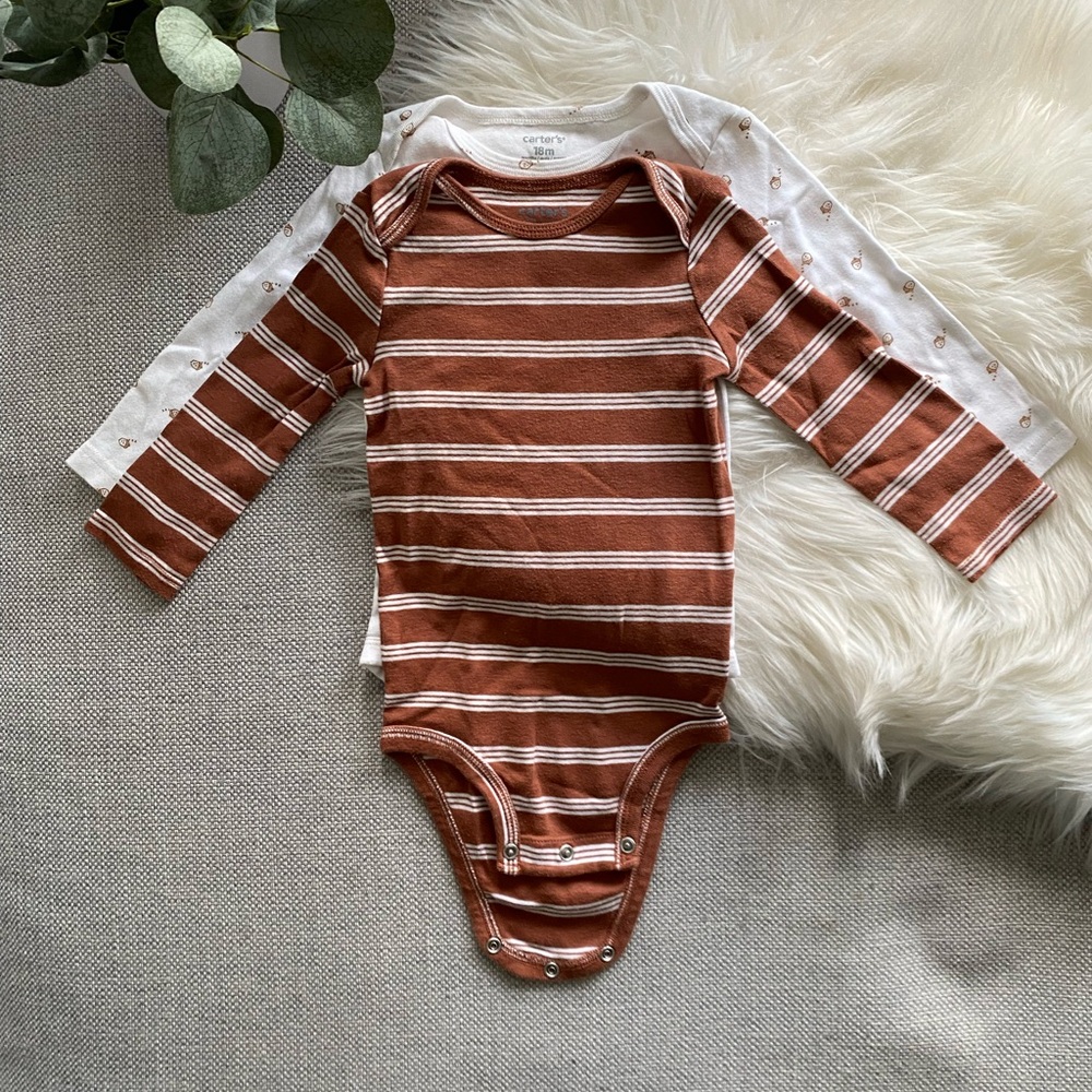 Carter's Brown and White Striped Bodysuit